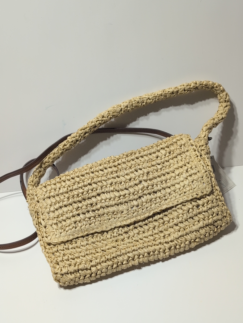 Woven Straw Shoulder & Crossbody Bag in Natural